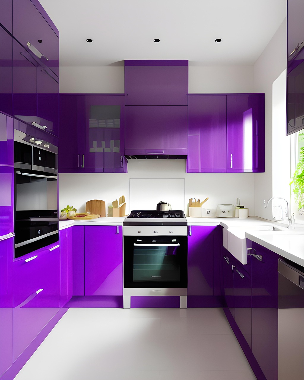Narrow galley kitchen using tall storage that runs all the way to the ceiling